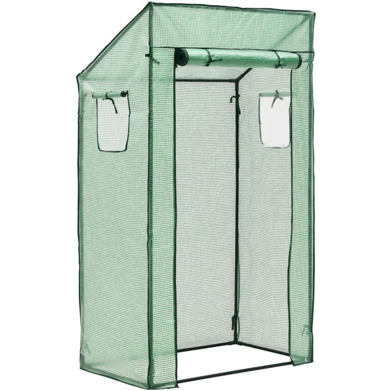 foto del prodotto helloshop26 serra per pomodori marzano in acciaio e polietilene con porta e 2 finestre con cerniera 100 x 60 x 143 174 cm verde 030008259