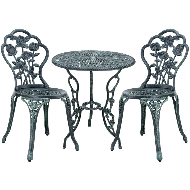 foto del prodotto helloshop26 set bistrot kit bistrot vintage set tavolo e sedie da giardino in ghisa verde 030003737