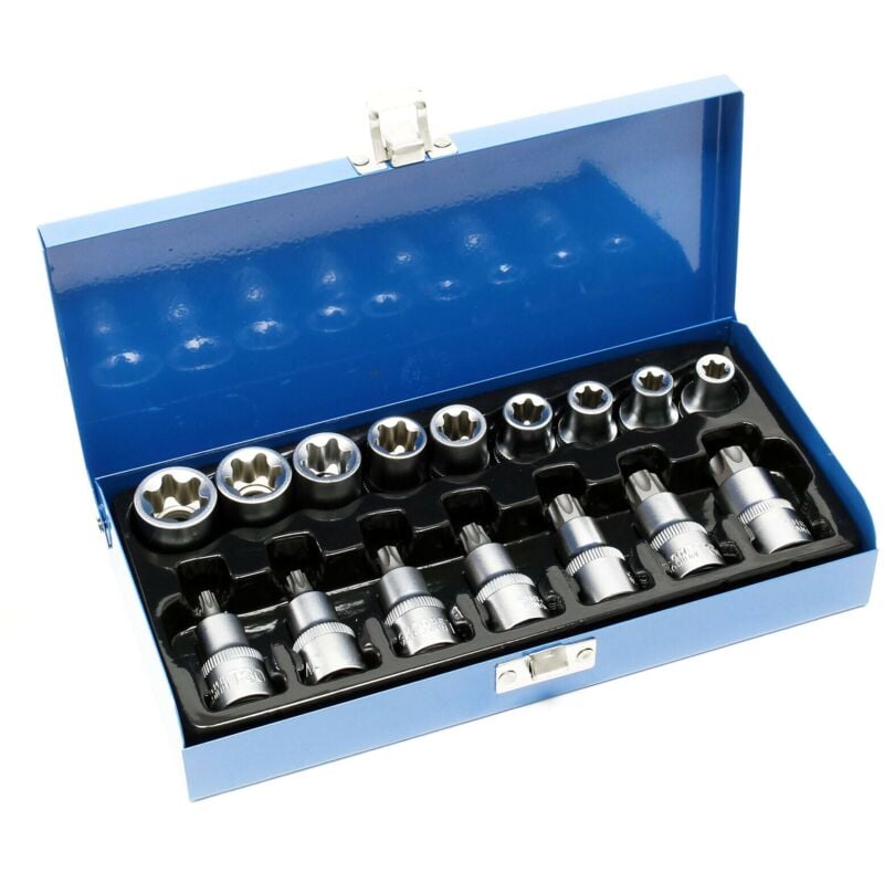foto del prodotto helloshop26 set chiavi a bussola torx maschio 16 pezzi kit attrezzi per chiavi a bussola esagonali esterne