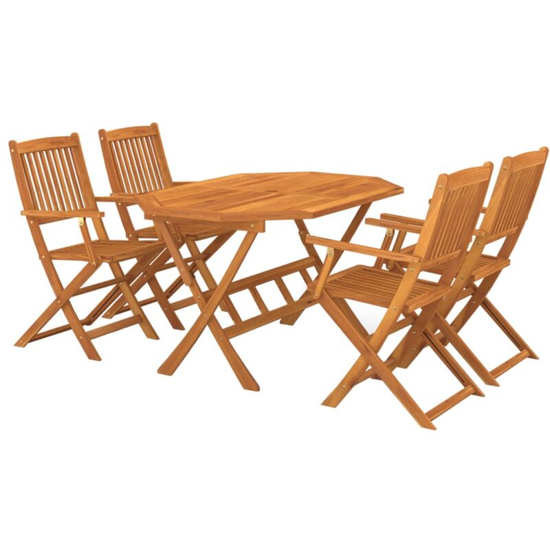 foto del prodotto helloshop26 set da pranzo da giardino 5 pezzi in legno massello di acacia 020014768