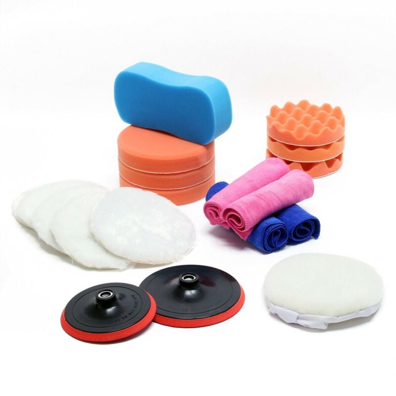 foto del prodotto helloshop26 set di 19 pezzi di accessori per lucidatura, set di spugnette, panno per lucidatura