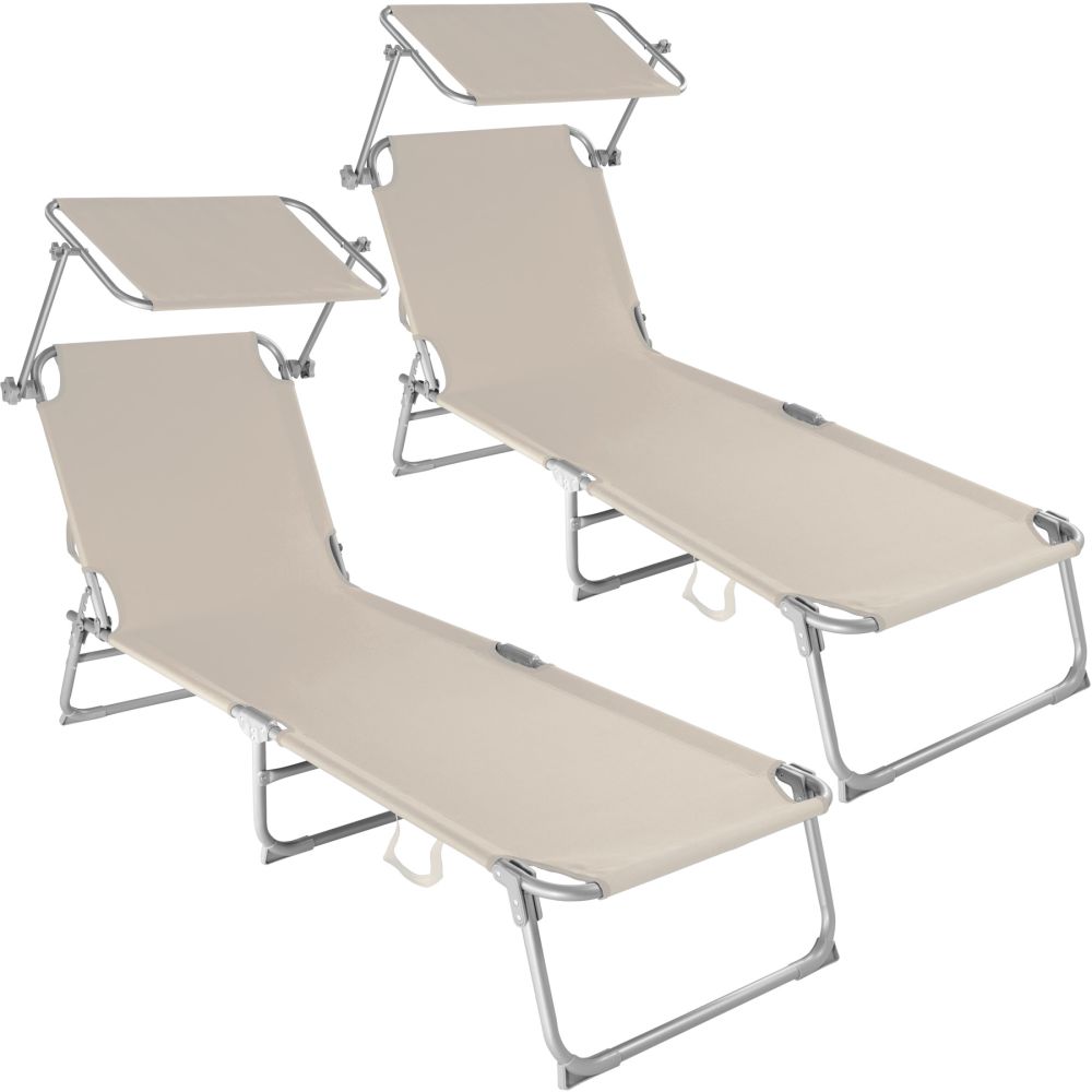 foto del prodotto helloshop26 set di 2 lettini prendisole in acciaio beige
