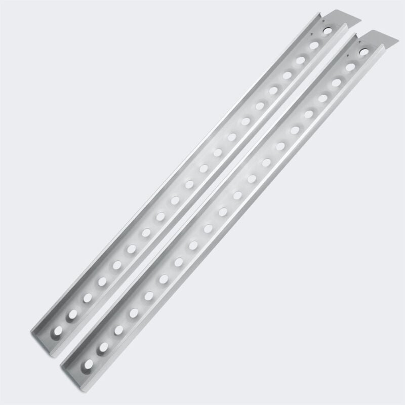 foto del prodotto helloshop26 set di 2 rampe di carico pieghevoli multiuso in alluminio con binario di collisione 192 cm fino a 364 kg di colore grigio