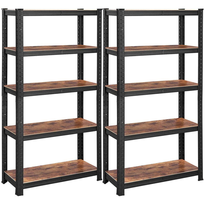 foto del prodotto helloshop26 set di 2 ripiani a 5 livelli, 150 cm, carico totale 650 kg 130 kg livello , ripiani regolabili in stile industriale per cucina,