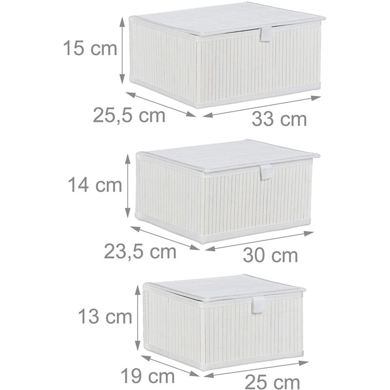 foto del prodotto helloshop26 set di 3 cestini portaoggetti decorativi in bamb bianco