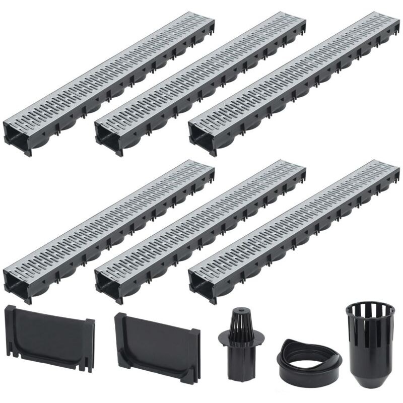 foto del prodotto helloshop26 set di 6 canali di drenaggio in acciaio zincato 100 cm