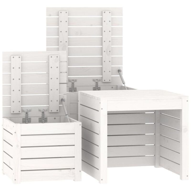foto del prodotto helloshop26 set di box da giardino 3 pezzi in legno di pino massiccio bianco