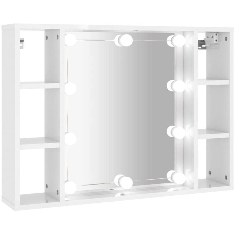 foto del prodotto helloshop26 specchio contenitore con led 76 x 15 x 55 cm bianco lucido