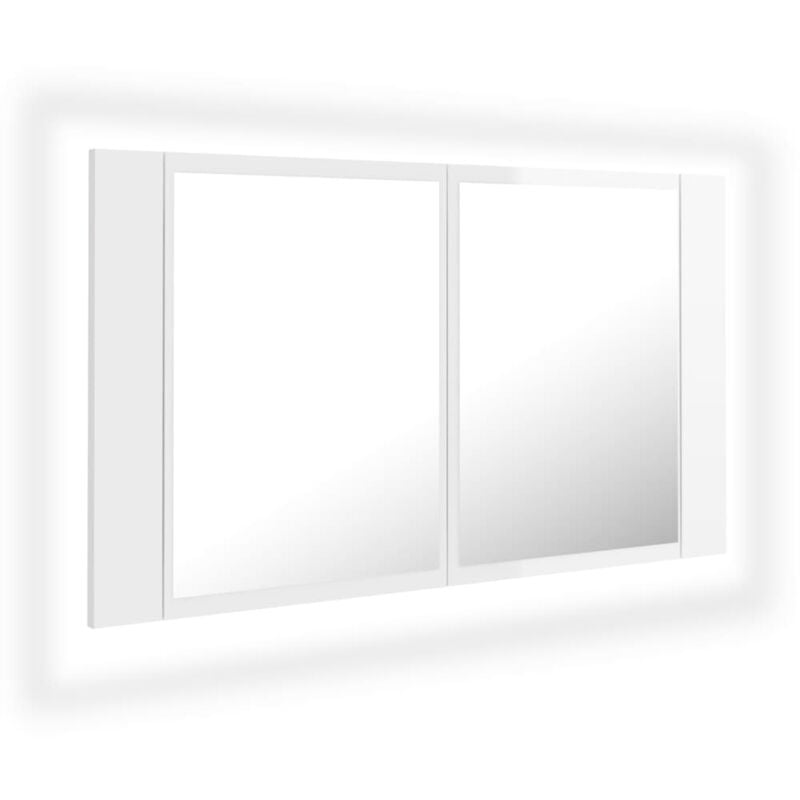 foto del prodotto helloshop26 specchio contenitore da bagno a led 80 x 12 x 45 cm in acrilico bianco lucido