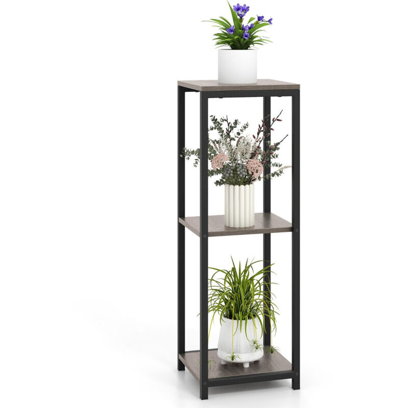 foto del prodotto helloshop26 supporti per piante in metallo a 3 livelli porta piante ad angolo con dispositivi anti ribaltamento organizzatore per vasi da fiori