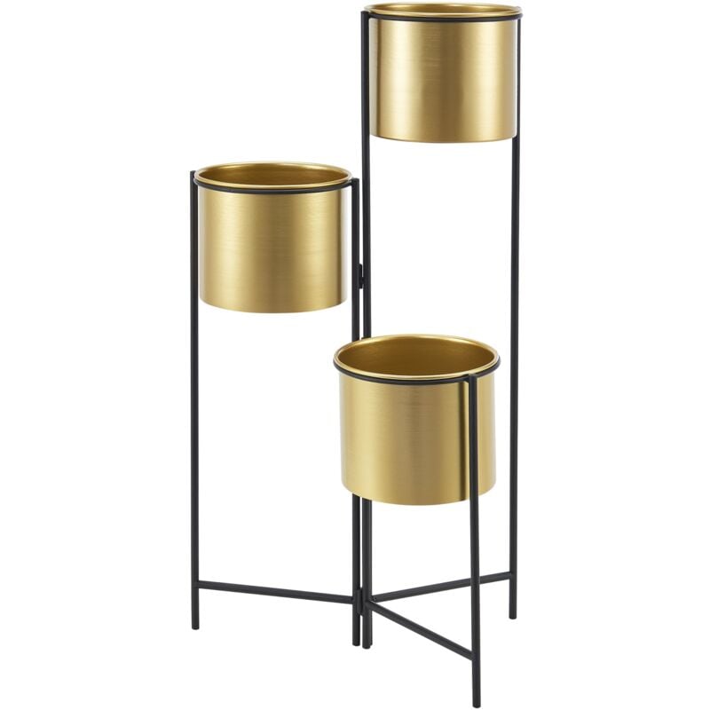 foto del prodotto helloshop26 supporto per piante con 3 vasi haasdonk ottone nero