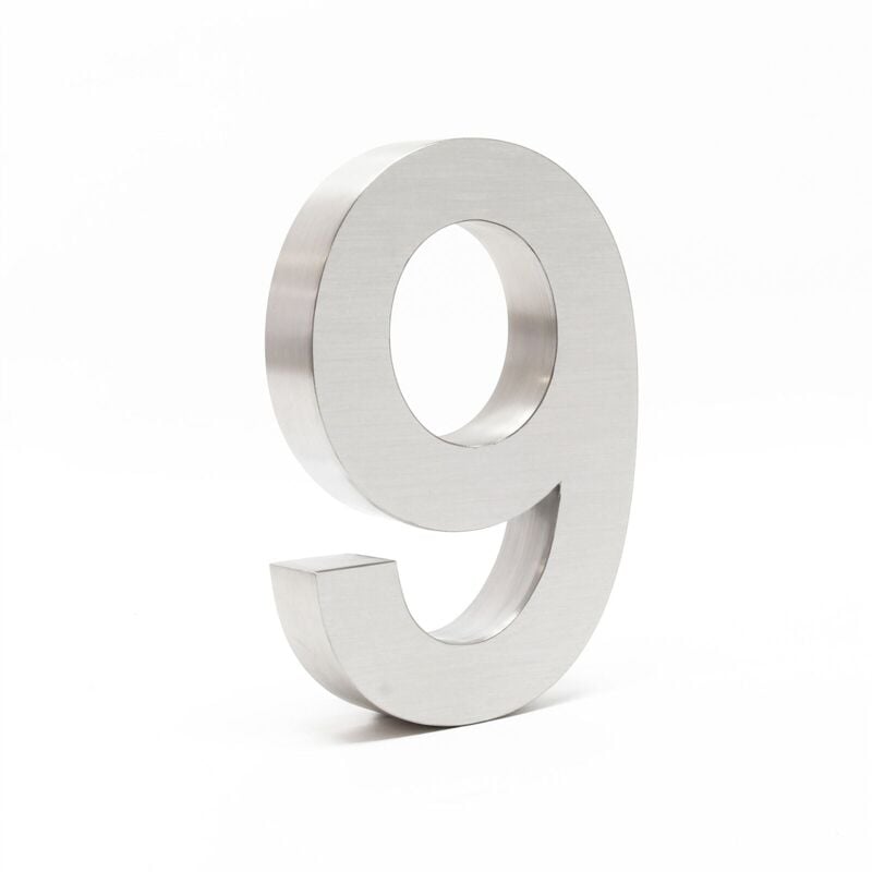 immagine 0 del prodotto helloshop26 targa civica 9 in acciaio inox 20 cm materiale di montaggio arial 3d