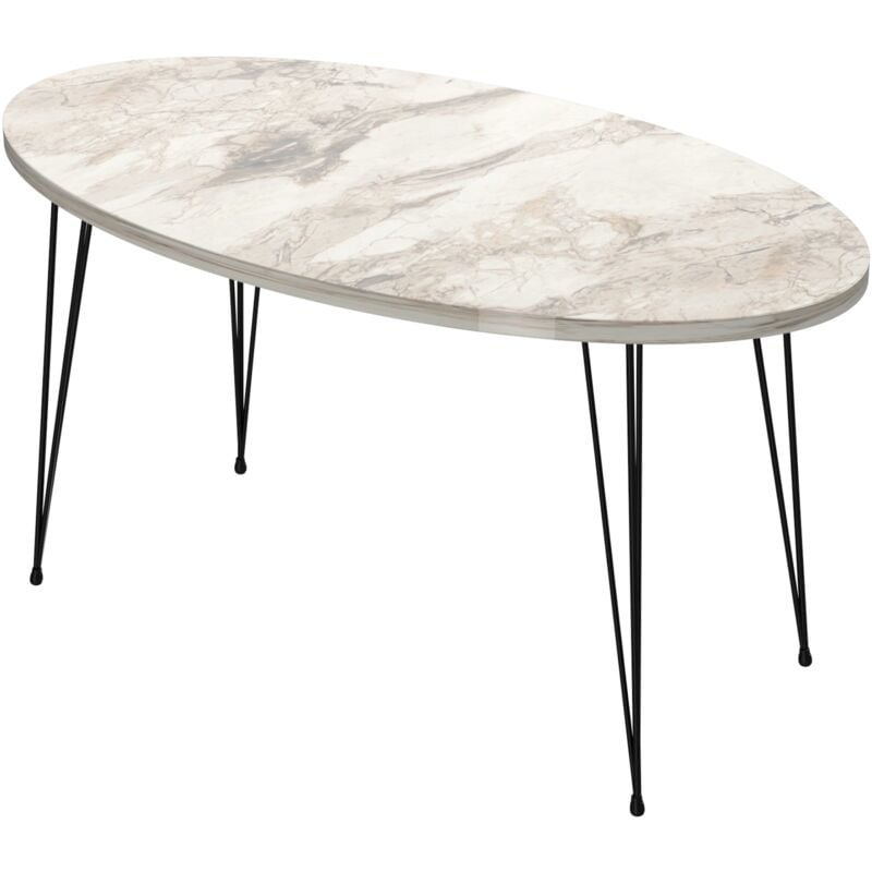 foto del prodotto helloshop26 tavolino ovale 43 x 90 x 50 cm marmo bianco nero 030008508