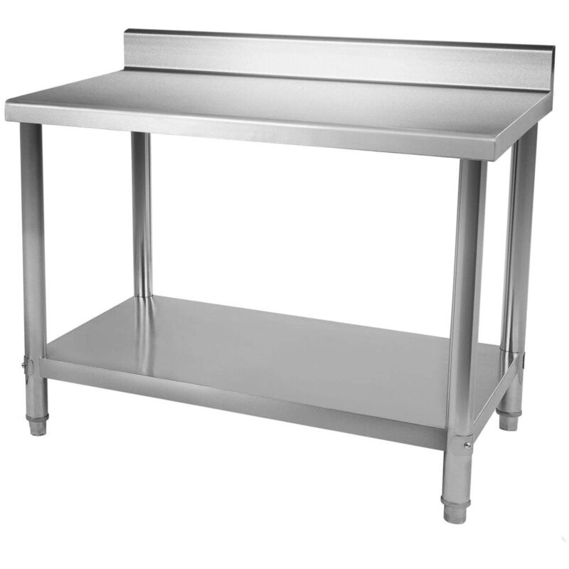 foto del prodotto helloshop26 tavolo da lavoro professionale in acciaio inox gambe regolabili con bordo 100 x 60 cm 3614079 2