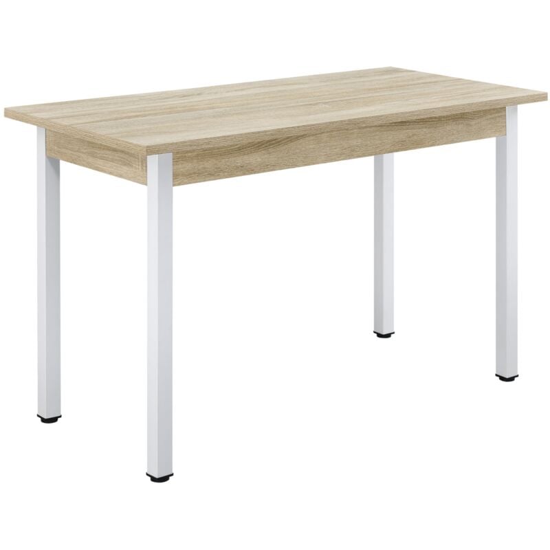 foto del prodotto helloshop26 - tavolo da pranzo scrivania da cucina mdf melaminico acciaio 120 cm beige bianco 030006267