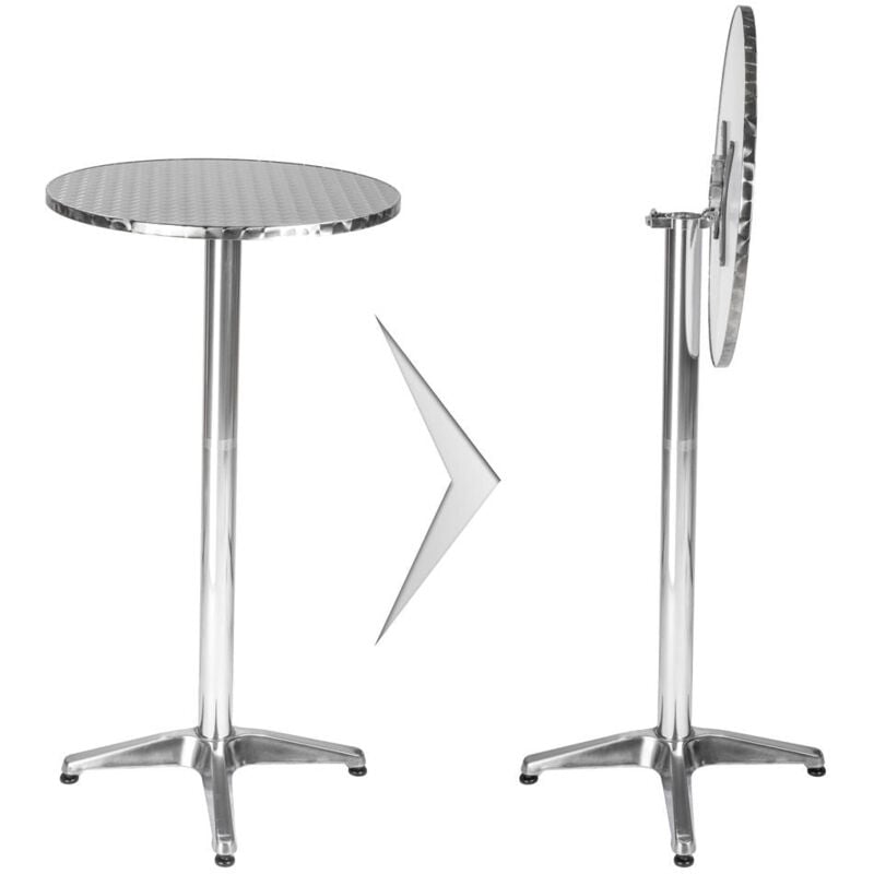 foto del prodotto helloshop26 tavolo in piedi in alluminio diametro 60 cm diametro piede 5,8 cm pieghevole altezza regolabile 74 114 cm grigio