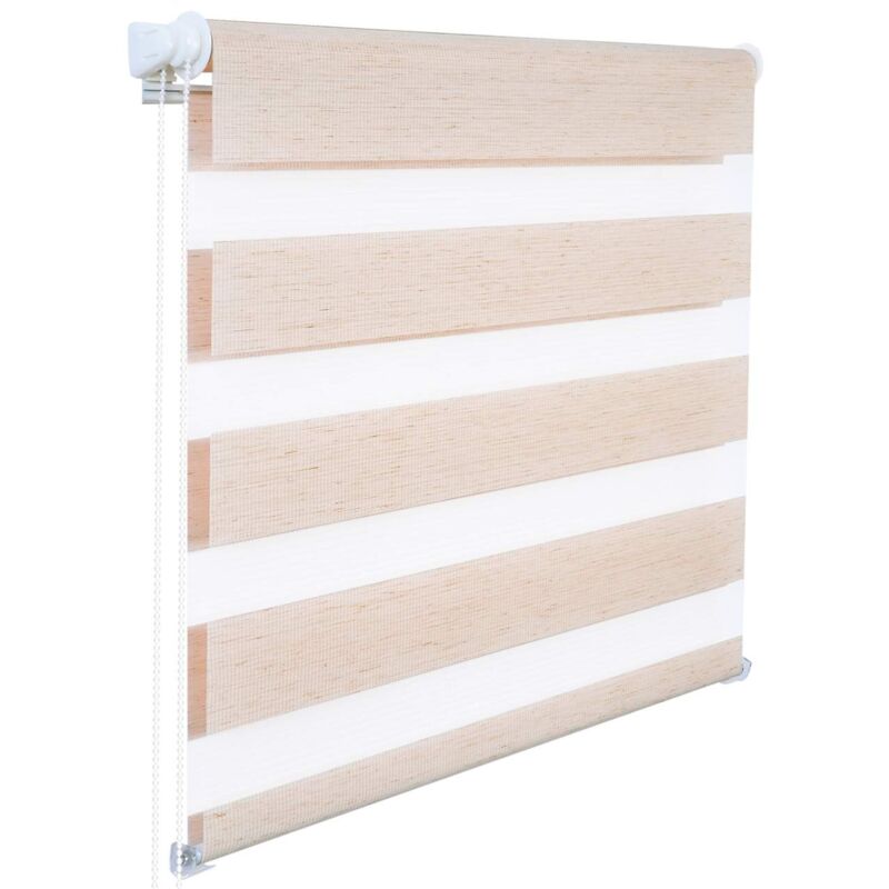 foto del prodotto helloshop26 - tenda a rullo giorno notte zebrata a rullo doppio strato 45x150 cm naturale 190000922