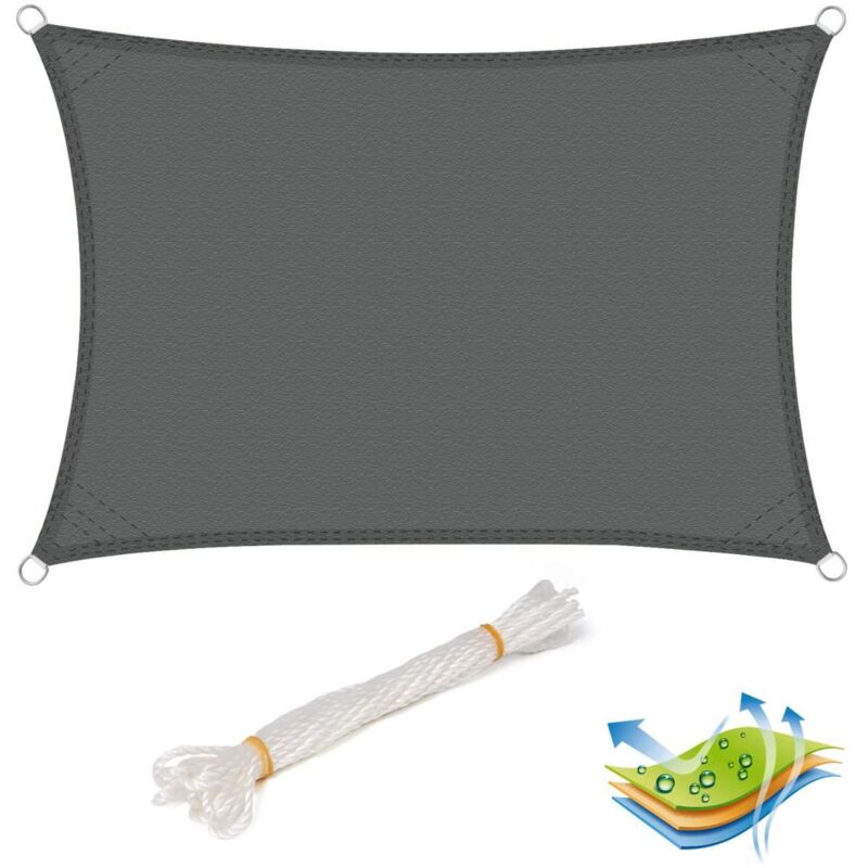 foto del prodotto helloshop26 tendalino parasole resistente all acqua in pes per vela parasole per giardino esterno 2x3m grigio 190000954