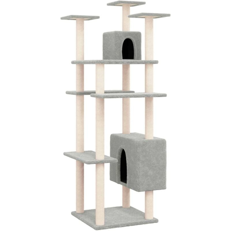 foto del prodotto helloshop26 tiragraffi per gatti, giocattolo per arrampicata su torre, raschietto, piattaforma da arrampicata con tiragraffi in sisal chiaro, 162
