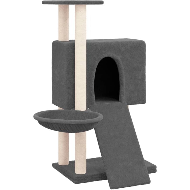 foto del prodotto helloshop26 tiragraffi per gatti, giocattolo per arrampicata su torre, tiragraffi, piattaforma da arrampicata con tiragraffi in sisal scuro, 96 cm,