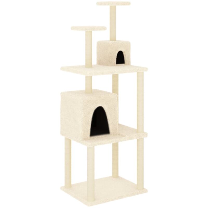 foto del prodotto helloshop26 tiragraffi per gatti mobili torre da arrampicata giocattolo tiragraffi piattaforma da arrampicata con tiragraffi in sisal 167 cm crema