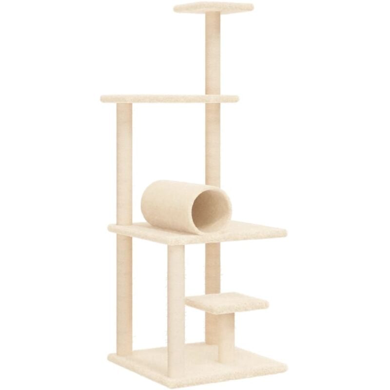 foto del prodotto helloshop26 tiragraffi per gatti mobili tower climb toy piattaforma da arrampicata con tiragraffi in sisal 136 cm crema