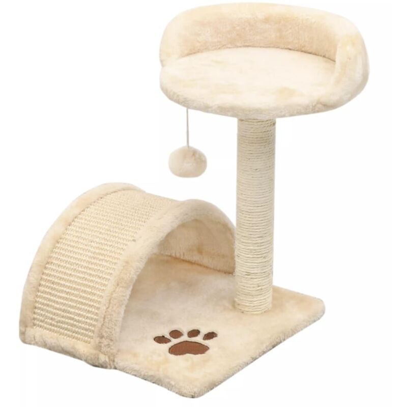 foto del prodotto helloshop26 tiragraffi per gatti nicchia peluche in sisal 40 cm beige e marrone 3702255