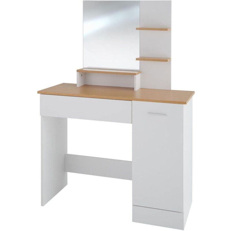 foto del prodotto helloshop26 toeletta con cassetto a specchio tavolo da trucco moderno ed elegante 137,5 cm bianco 080000240