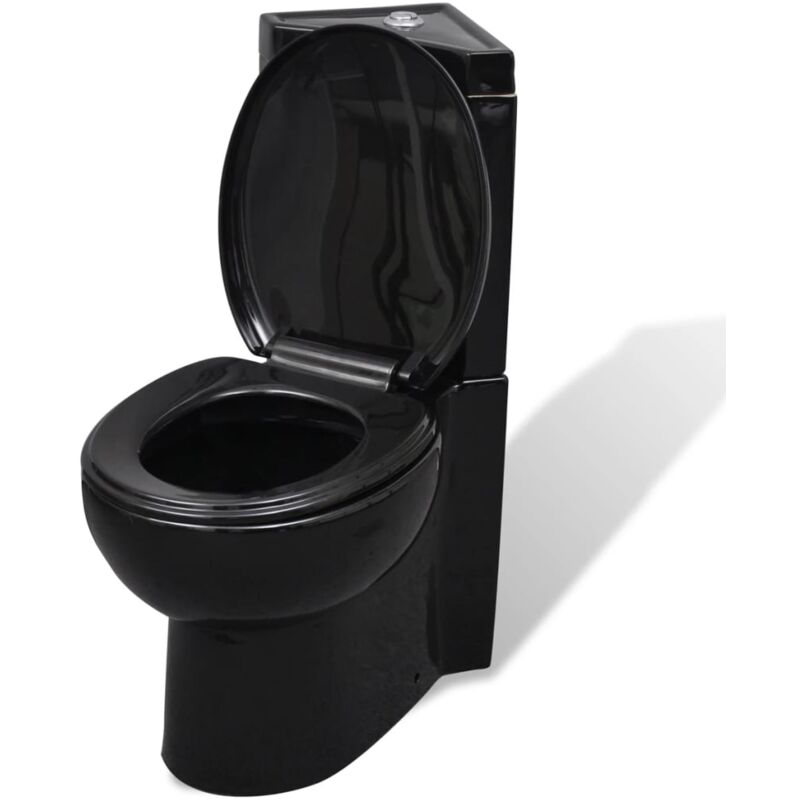 foto del prodotto helloshop26 wc ad angolo in ceramica vaso wc nero sedile wc 020003589