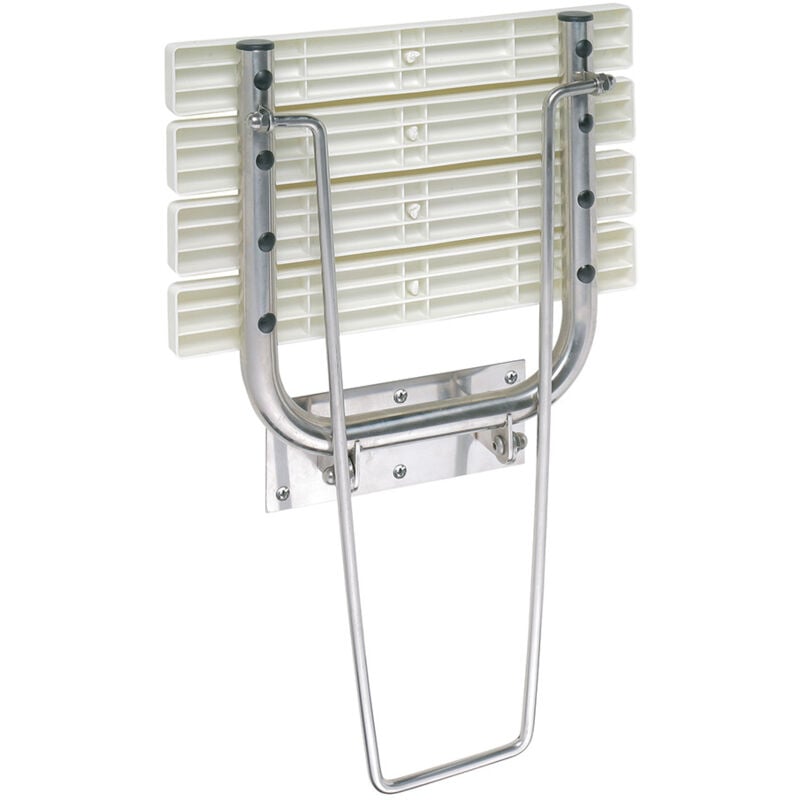foto del prodotto help sedile pieghevole per doccia con gamba di sicurezza 44x46x47cm in acciaio inox spazzolato, bianco 301102182 bemeta
