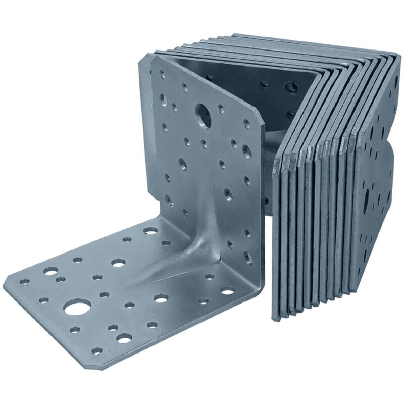 foto del prodotto helpmate 12 collegamenti angolari con nervatura 10x10x90 mm connettore per legno con zincatura galvanizzata e passivato blu squadretta