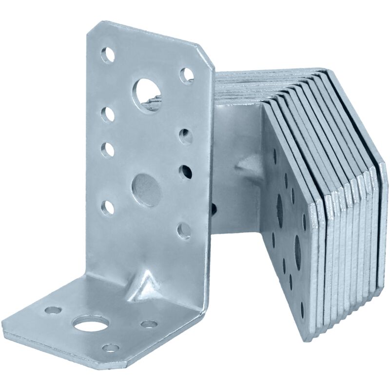 foto del prodotto helpmate - 12 collegamenti angolari con nervatura 50x90x48 mm - connettore per legno con zincatura galvanizzata e passivato blu - squadretta