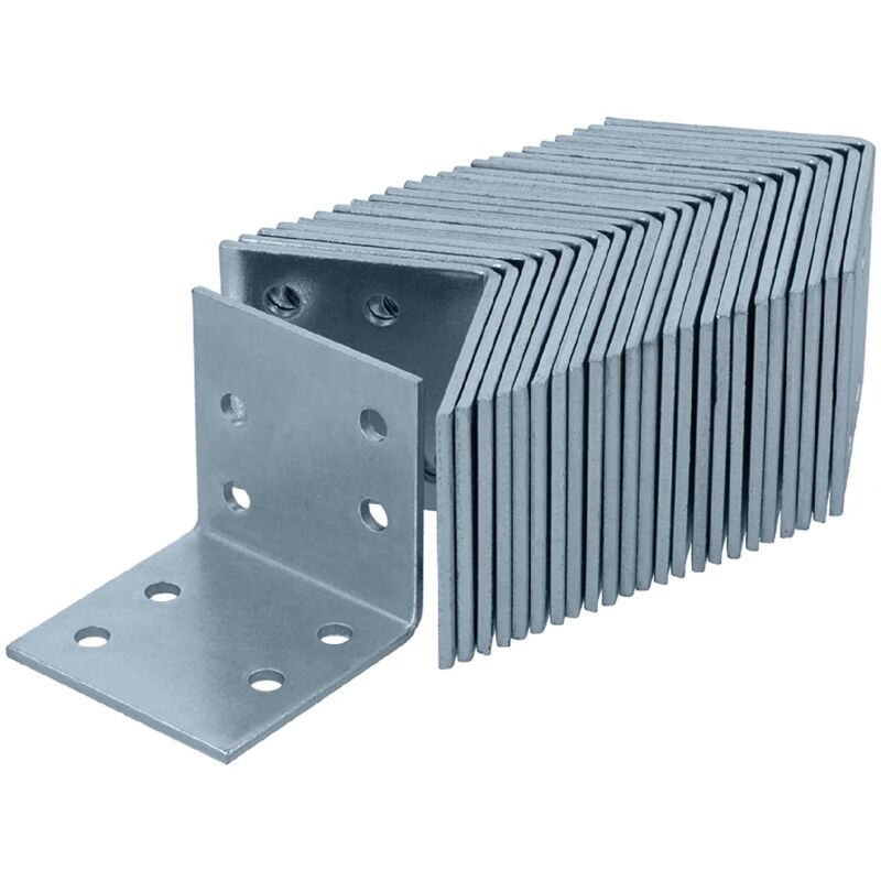 foto del prodotto helpmate 24 staffe angolari perforate 40x40x40 mm squadrette angolari per pannelli zincate e passivate blu connettore per legno con protezione