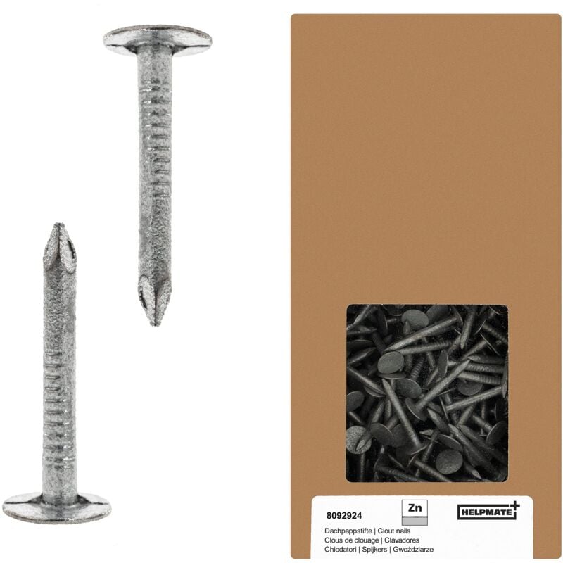 foto del prodotto helpmate chiodi per tetto 2,5 x 25 mm zincato meccanicamente 1 kg di cartone tipo b chiodi per tetto din 1160 b chiodi per tetto ideali per