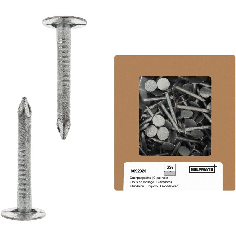 foto del prodotto helpmate chiodi per tetto 2,5 x 25 mm zincato meccanicamente 400 g di carta per tetto tipo b chiodi per tetto din 1160 b chiodi per tetto