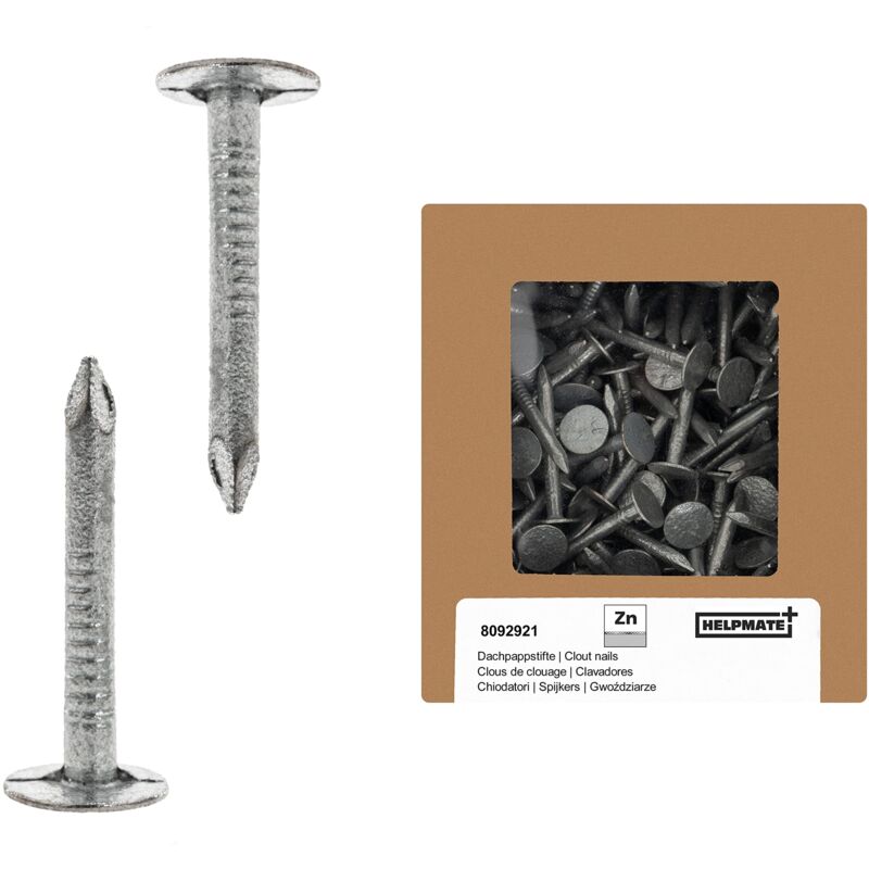 foto del prodotto helpmate chiodi per tetto 2,8 x 30 mm zincato meccanicamente 400 g di carta per tetto tipo b chiodi per tetto din 1160 b chiodi per tetto
