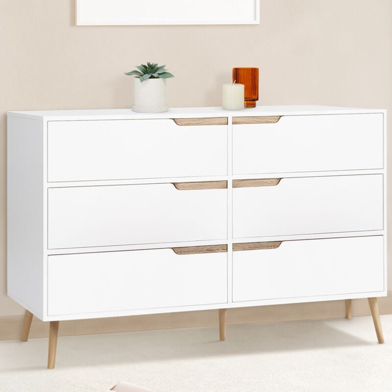 foto del prodotto helsinki cassettone a 6 cassetti da 115 cm bianco scandinavo