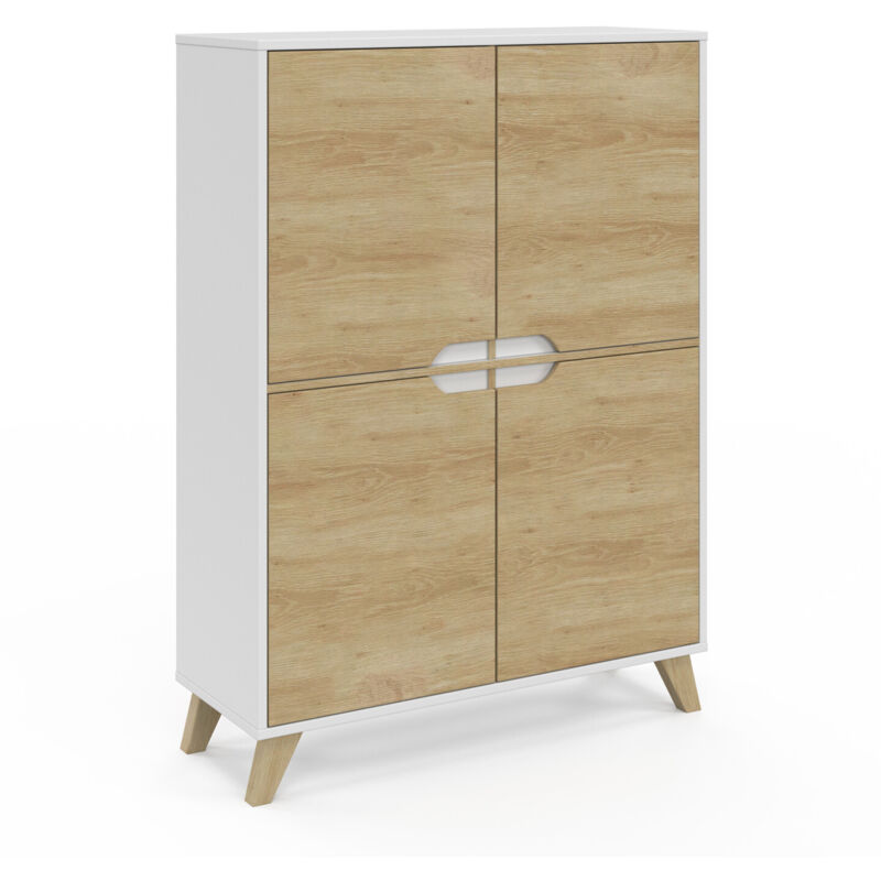 foto del prodotto helsinki contenitore scandinavo a 4 ante in legno e bianco