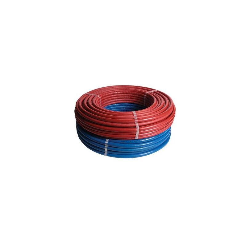 foto del prodotto henco tubo multistrato 32x3 mm in rotolo da 25 metri standard pe xc al pe xc con isolamento di spessore 9 mm con guaina blu goffrata prezzo al