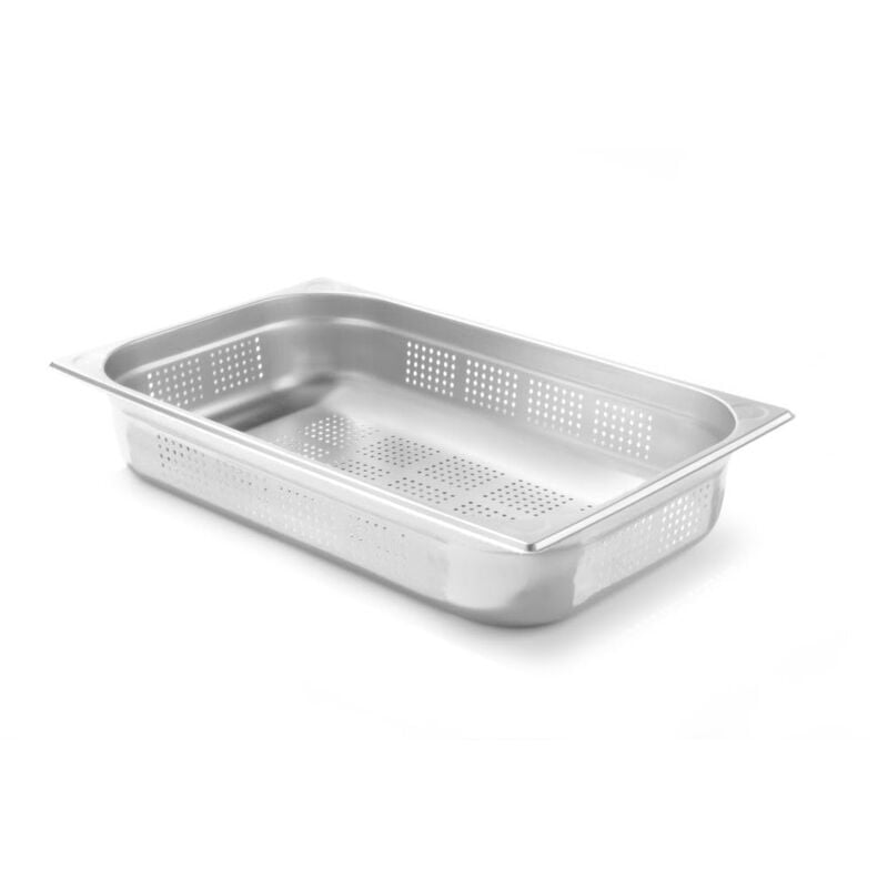 foto del prodotto hendi contenitore gastronorm, gn 1 1, con lati e fondo perforati, contenitore gn, impilabile, bordi arrotondati, resistente alla temperatura da