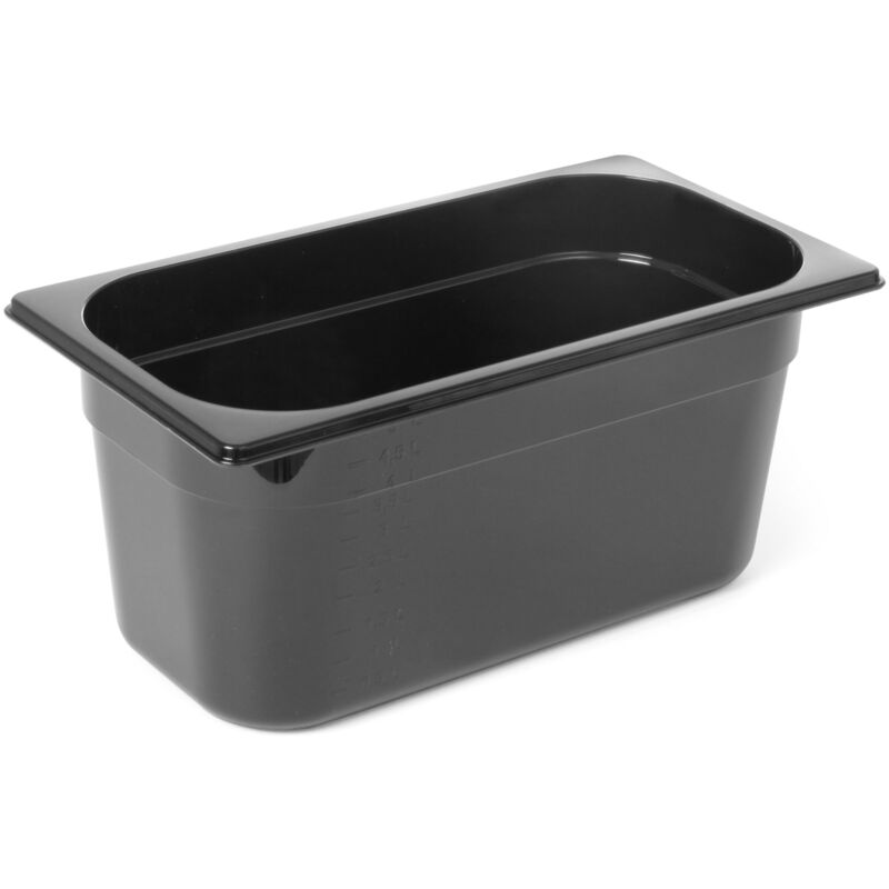 foto del prodotto hendi contenitore gn in policarbonato nero 1 3 altezza 100 mm 862520