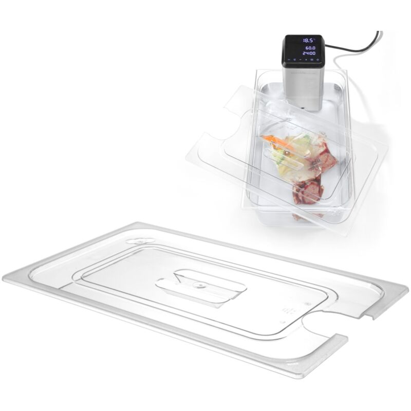foto del prodotto hendi coperchio in policarbonato con intaglio per sous vide per contenitori gn 1 2 864210