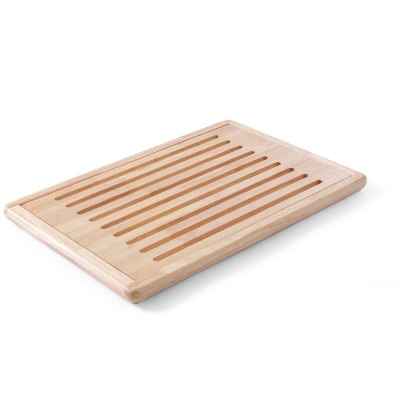 foto del prodotto hendi tagliere per pane, con griglia rimovibile e vassoio raccoglibriciole, tagliere da cucina, 475x322x h 20mm, legno di gomma