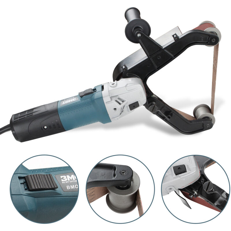 foto del prodotto hengda levigatrice elettrica a nastro 760mm 1300w. per lucidatura e levigatura. 3 grane 80 100 120