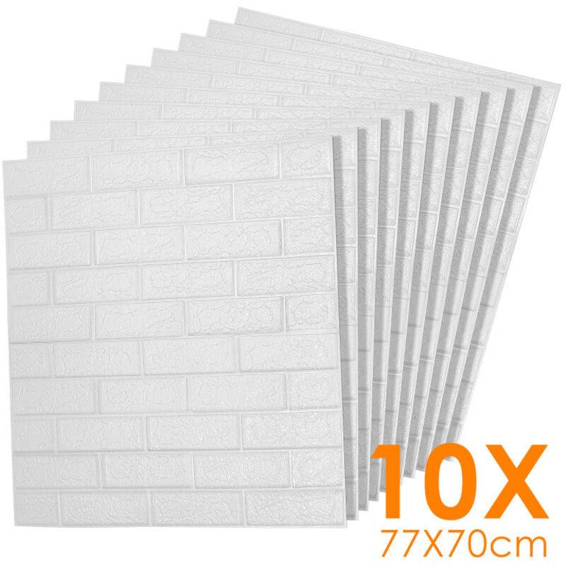 foto del prodotto hengda swanew 10 pezzi 70 x 77cm 3d rilievo sticker mattoni bianchi carta da parati 3d rivestimento. effetto mattone