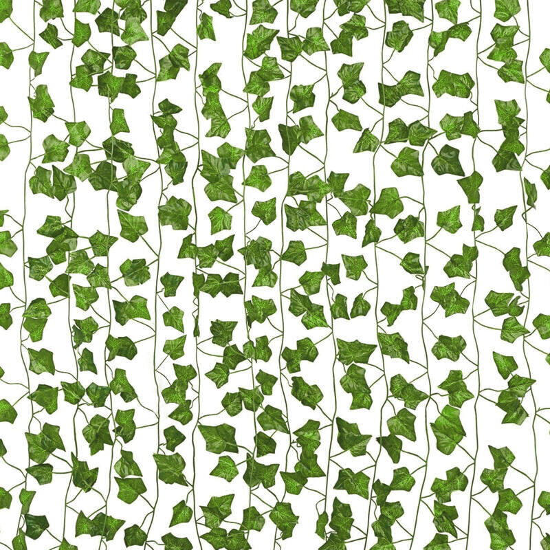 foto del prodotto hengda swanew 12x piante sospese artificiali 2.4 metri edera a foglie verdi seta decorazione per cucina casa giardino ufficio