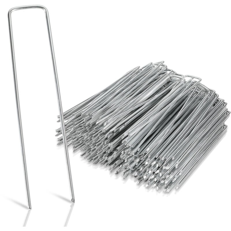 foto del prodotto hengda swanew 150pz picchetti di fissaggio per giardino. 15x2.5cm. picchetti di ancoraggio a terra in acciaio zincato. 2.8mm