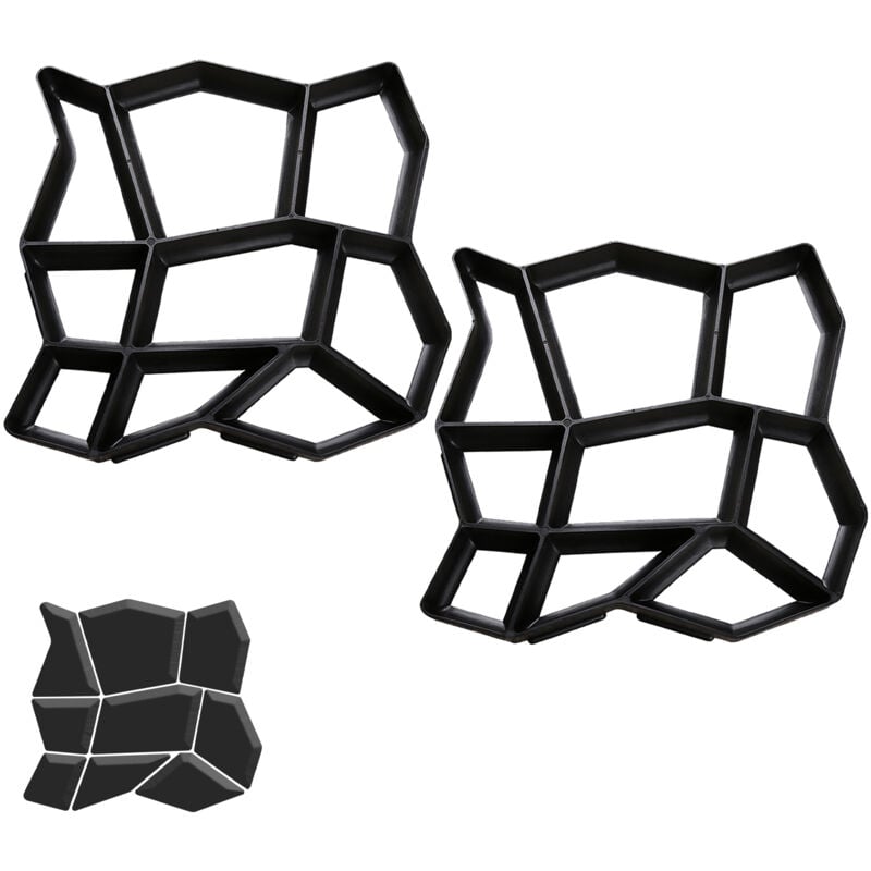 foto del prodotto hengda swanew 2 pezzo stampo di pavimentazione fai da te stampo in calcestruzzo nero 43x43x4cm stampo cassaforma plastica irregolare pavimentazione