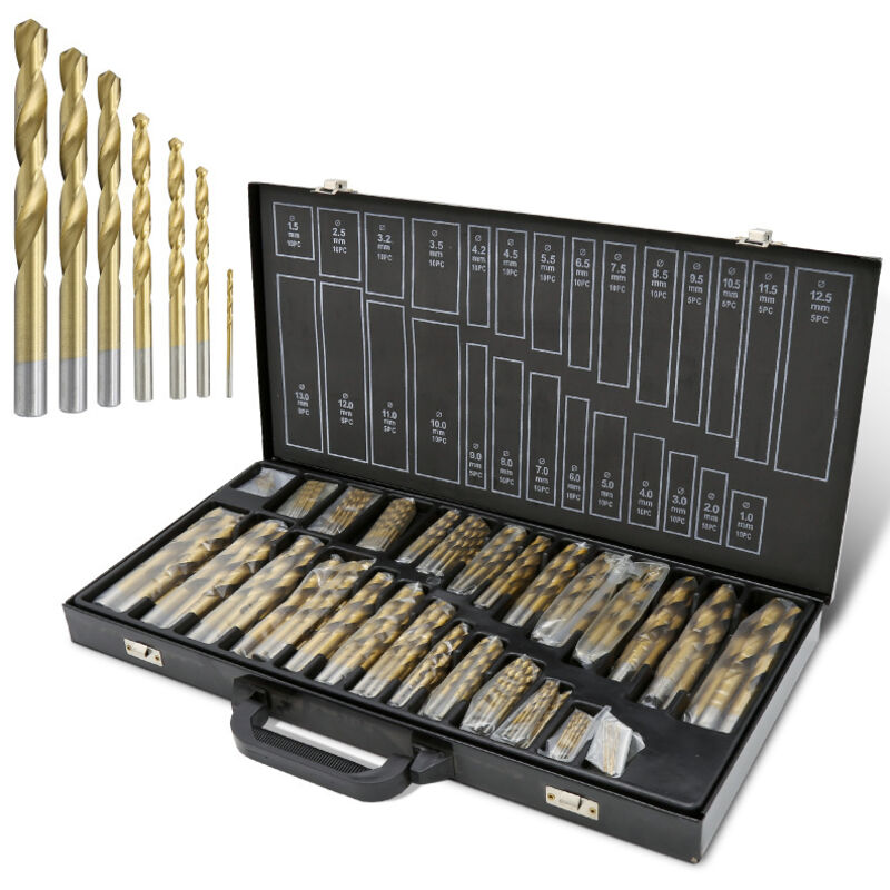 foto del prodotto hengda swanew 230 pezzi hss titanium metal drill set din 338. 1 13mm. punte elicoidali in titanio. punte elicoidali. assortimento di trapani manuali