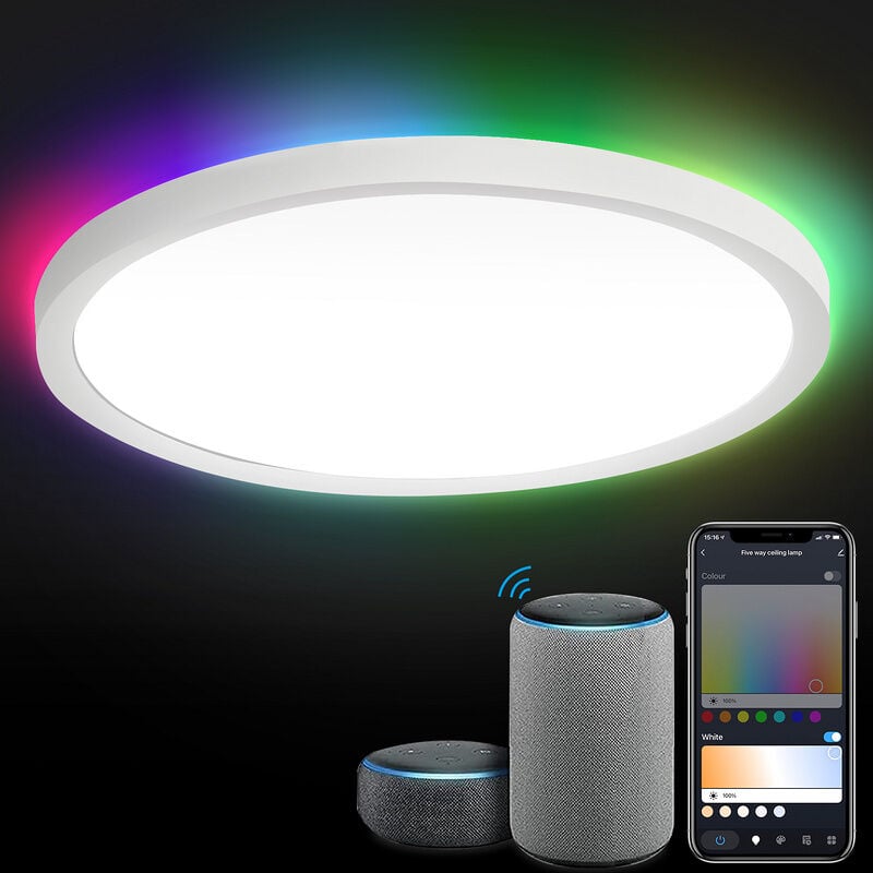 foto del prodotto hengda swanew 24w rgb plafoniera plafoniere retroilluminazione led plafoniera ip44 dimmerabile bluetooth wifi